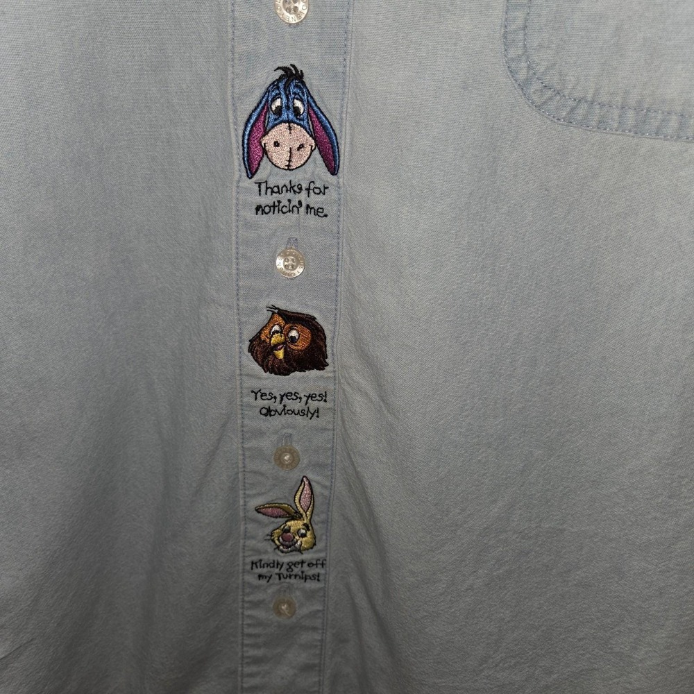 Collector Disney Pooh & Friends VTG Denim Shirt Medium Embroidered - Picture 4 of 7